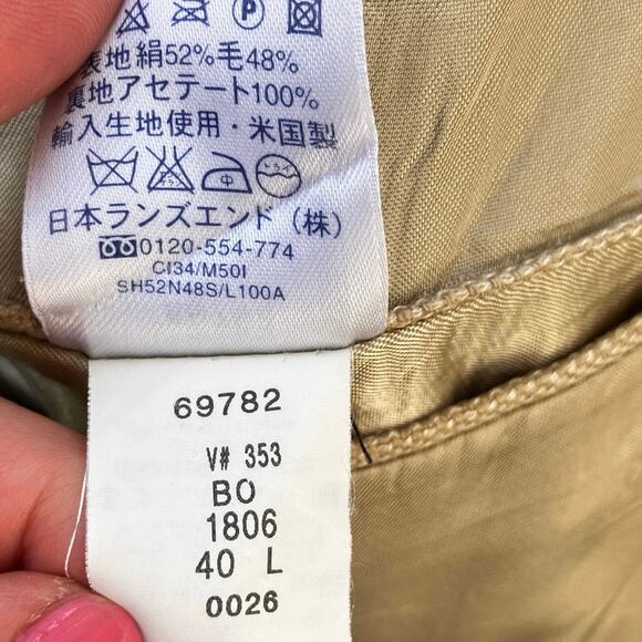 Lands End Blazer 40L Beige Silk Wool Blend Two Button Neutral Preppy Academia - Picture 15 of 16